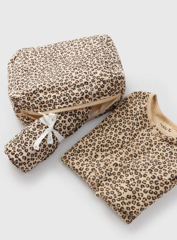 Leopard Print Sleepsuit, Muslin & Bag Gift Set 3-6 months